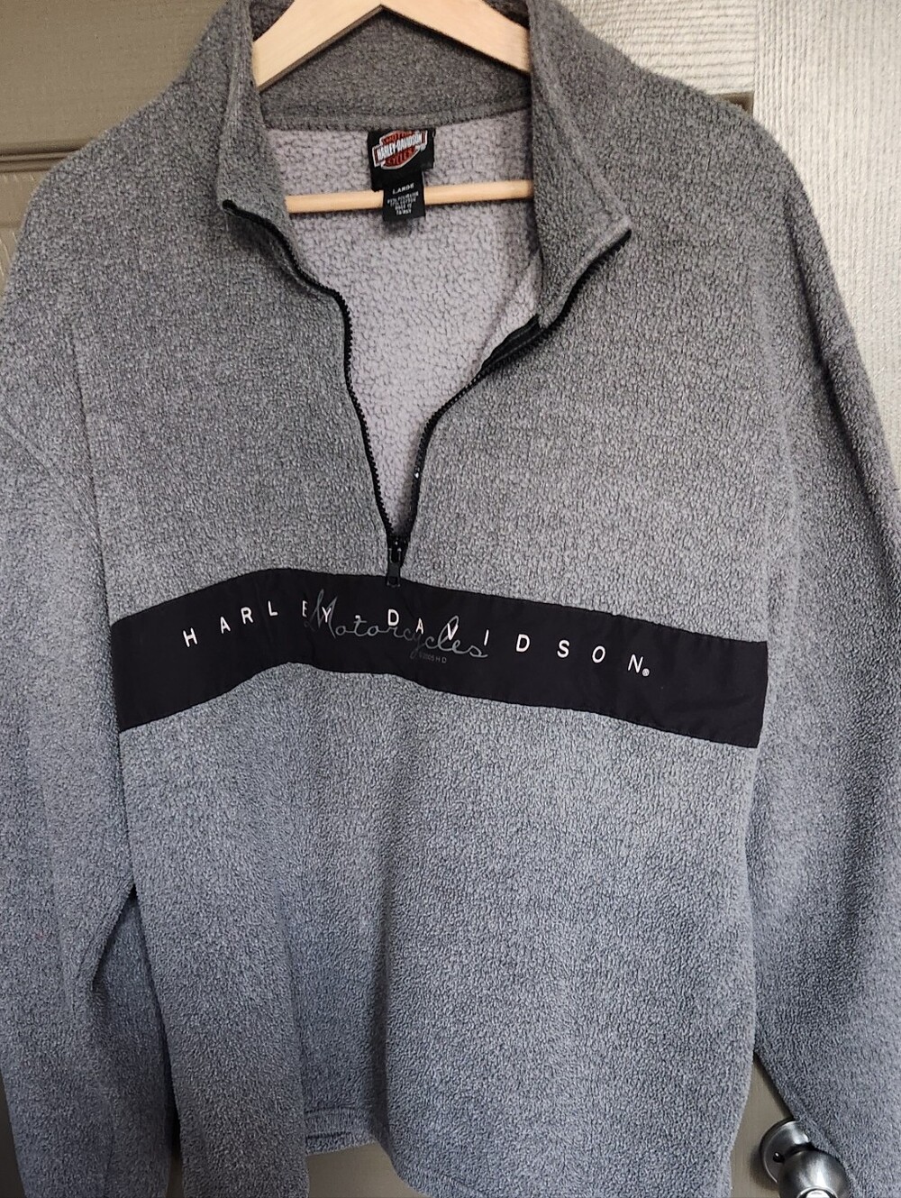 Harley-Davidson Gray and Black Half-Zip Fleece Pullover